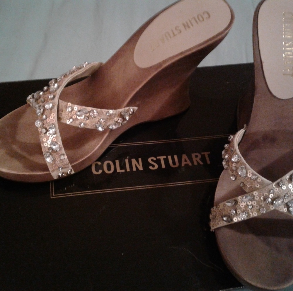 Colin Stuart beaded wedge sandals